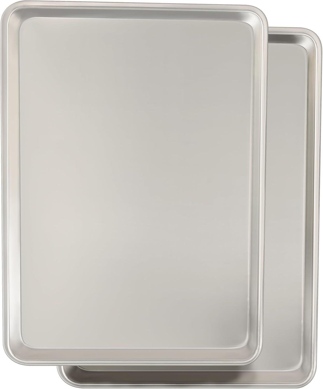 Baking pan set, natural aluminum cookie pans, anti-deformation half-pans, large thickened cookie trays, suitable for baking and roasting (2-piece set, 18 x 13 inches)