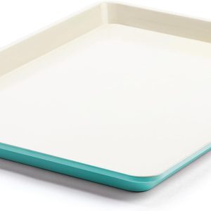 18-inch x 13-inch half-pan cookie cutter, non-toxic, PFAS-free healthy ceramic non-stick coating, heat resistant up to 450°F (approx. 232°C), easy to unmold, even heating, easy to clean