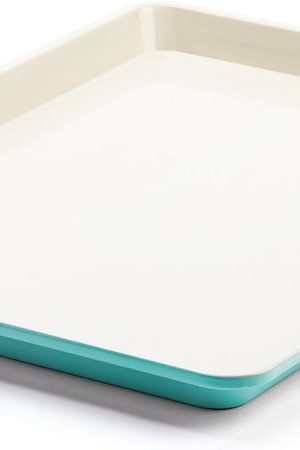 18-inch x 13-inch half-pan cookie cutter, non-toxic, PFAS-free healthy ceramic non-stick coating, heat resistant up to 450°F (approx. 232°C), easy to unmold, even heating, easy to clean